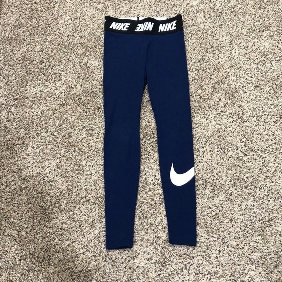 Nike High Waisted Club Leggings Size XS Navy Blue Cotton - Picture 2 of 12